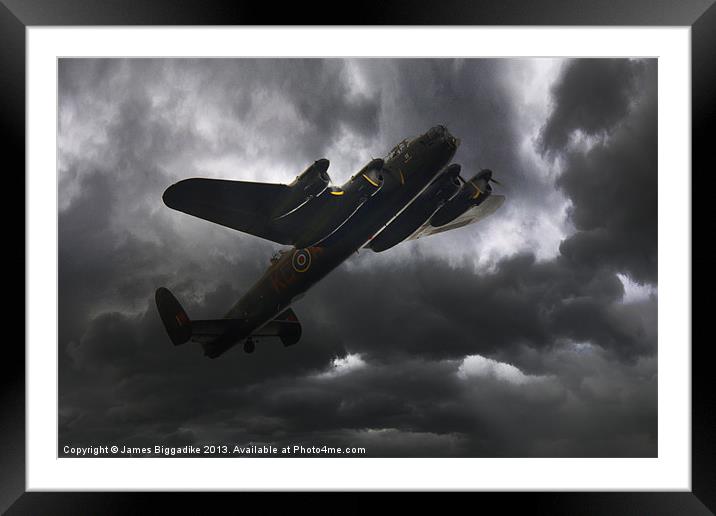 Lancaster - Dark Skies Framed Mounted Print by J Biggadike