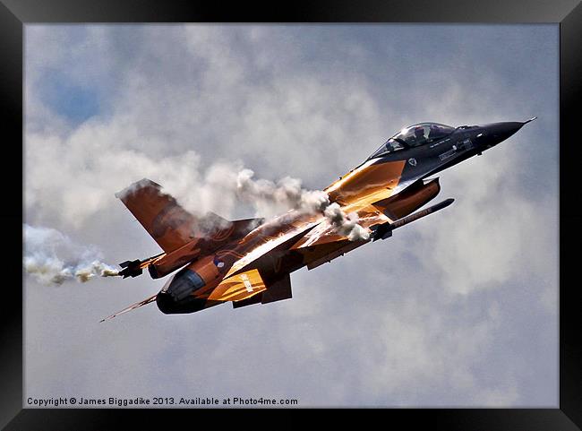 Orange F-16 Framed Print by J Biggadike