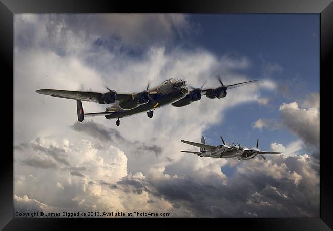 Lancaster and Mosquito Legends Framed Print by J Biggadike