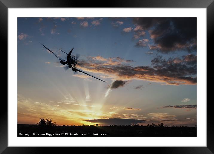 Spitfire Sunset Guardian Framed Mounted Print by J Biggadike