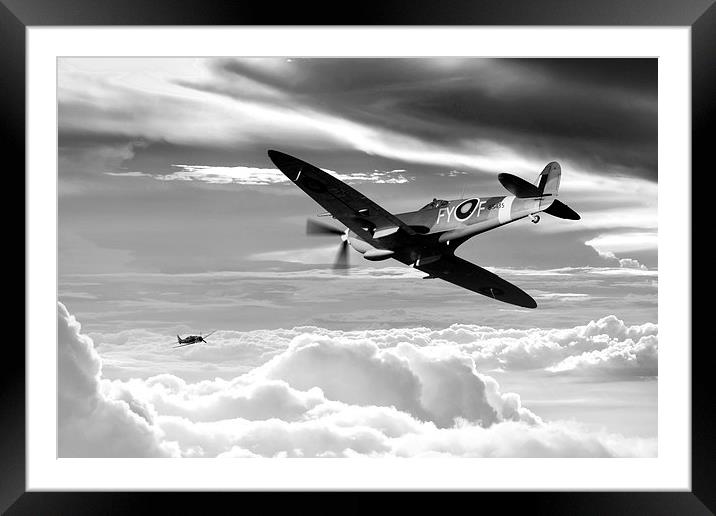 Spitfire Sinker (Mono) Framed Mounted Print by J Biggadike