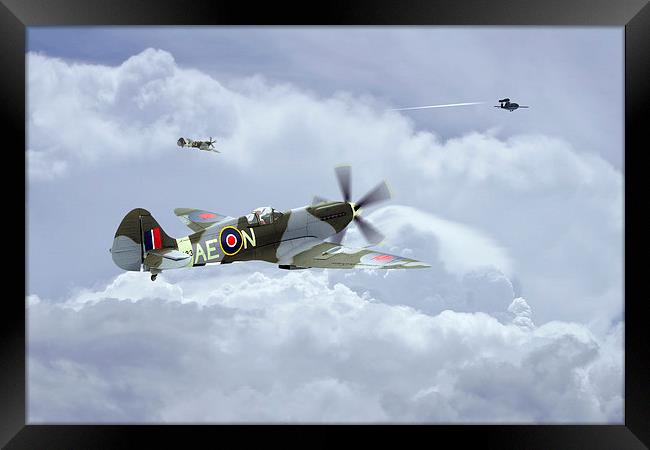 Spitfire XIV,  V-1 Hunter Framed Print by J Biggadike