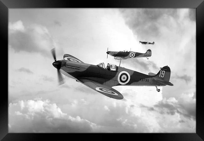 Supermarine Spitfire Mk I BW Framed Print by J Biggadike