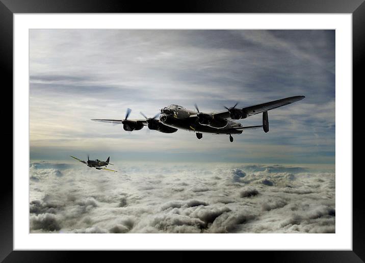 Lancaster and Spitfire Duo Framed Mounted Print by J Biggadike