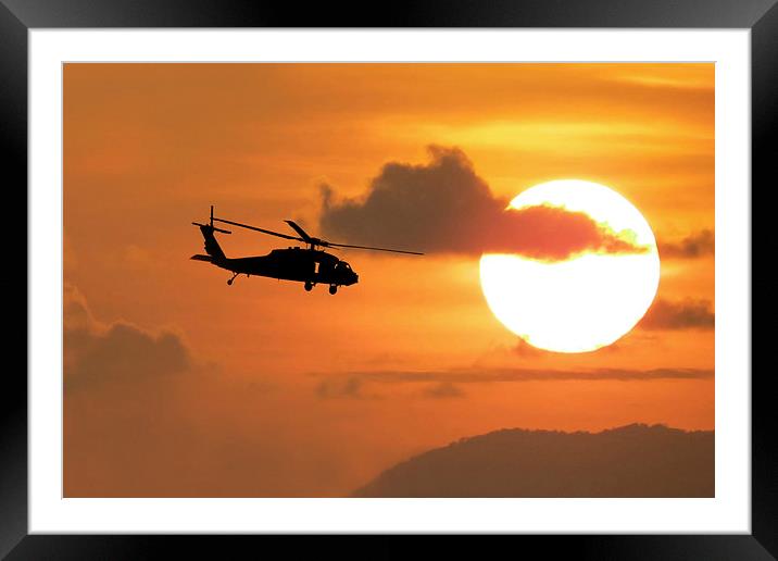 Black Hawk Silhouette Framed Mounted Print by J Biggadike