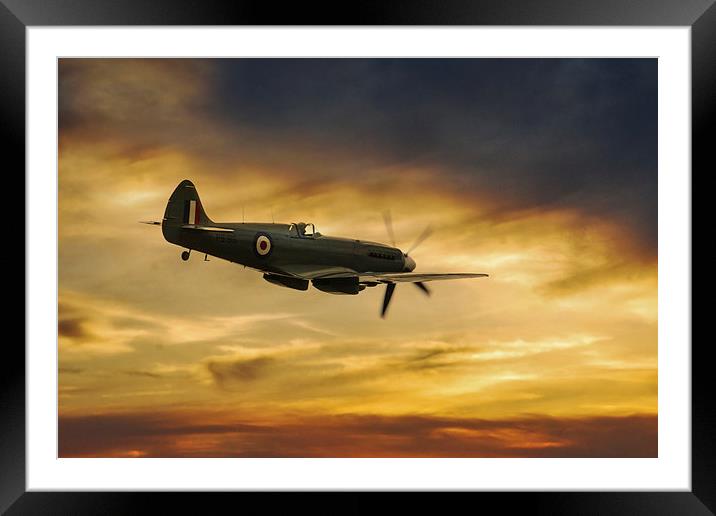 Spitfire  PS915 Sunset Framed Mounted Print by J Biggadike
