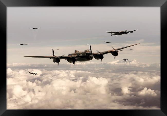 Lancasters Form Up Framed Print by J Biggadike