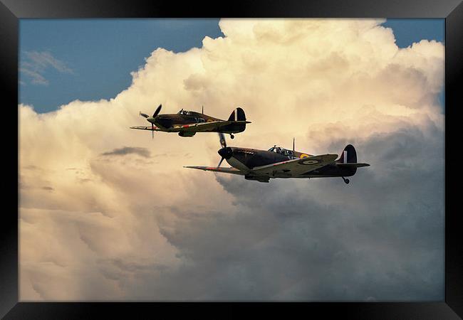 Spitfire & Hurricane  Framed Print by J Biggadike