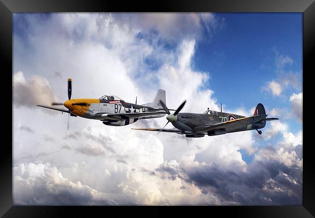 Mustang and Spitfire  Framed Print by J Biggadike