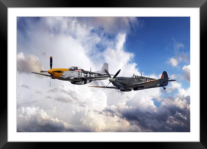 Mustang and Spitfire  Framed Mounted Print by J Biggadike