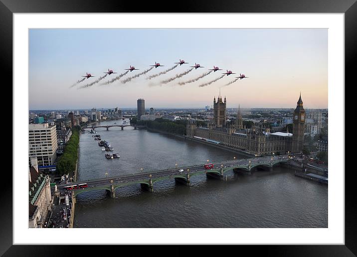 Red Arrows at Westminster  Framed Mounted Print by J Biggadike
