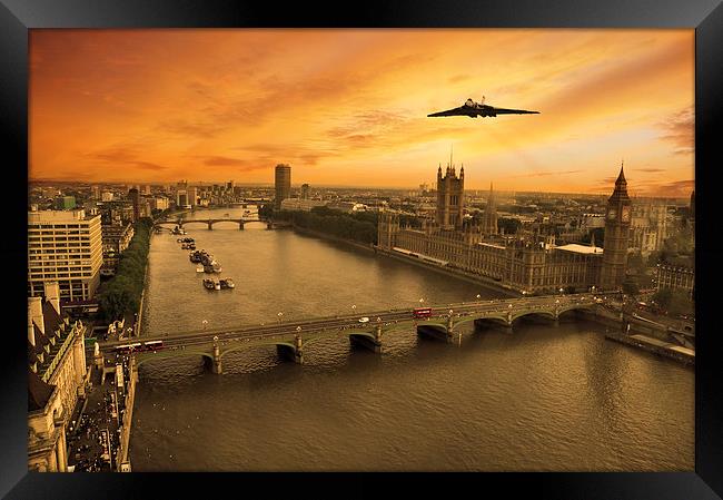 Vulcan over Big Ben  Framed Print by J Biggadike