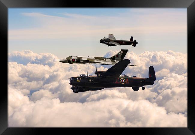 Avro Lancasters and Vulcan  Framed Print by J Biggadike