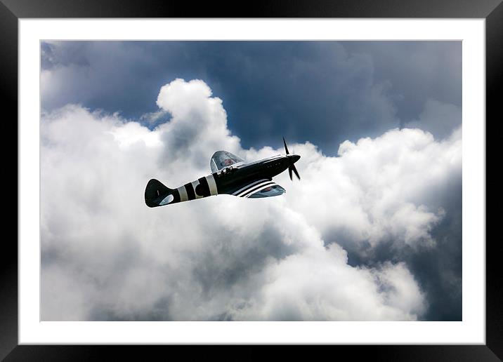 Spitfire Cloudy Skies  Framed Mounted Print by J Biggadike