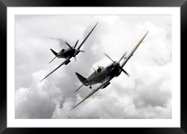 Spitfire Tail Chase  Framed Mounted Print by J Biggadike