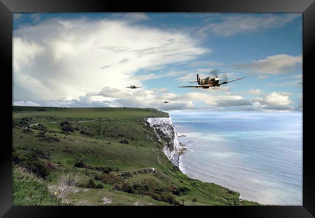 Spitfires Over Dover  Framed Print by J Biggadike