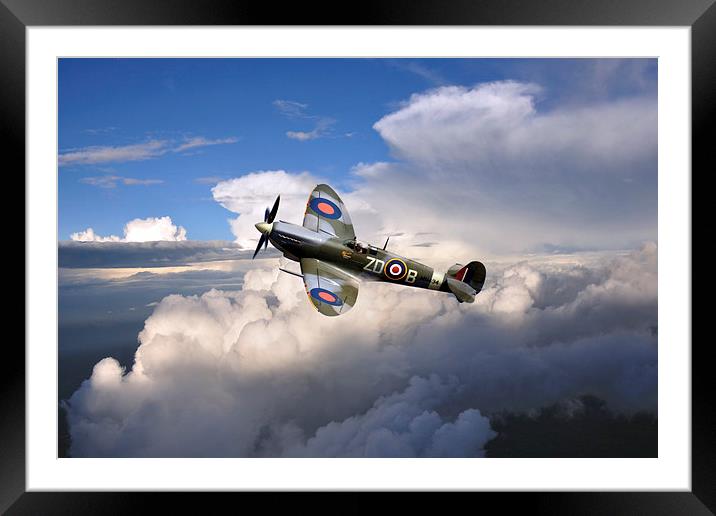 Spitfire Air to Air Framed Mounted Print by J Biggadike