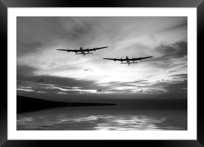 Lancasters Return Mono Version  Framed Mounted Print by J Biggadike