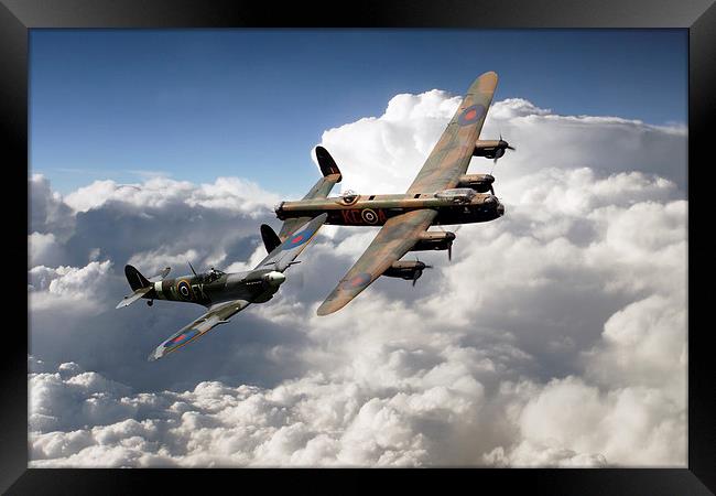 Lancaster and Spitfire  Framed Print by J Biggadike