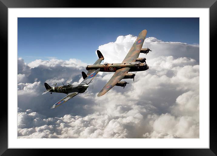 Lancaster and Spitfire  Framed Mounted Print by J Biggadike