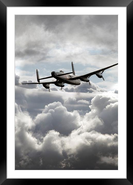 Lancaster In The Clouds  Framed Mounted Print by J Biggadike