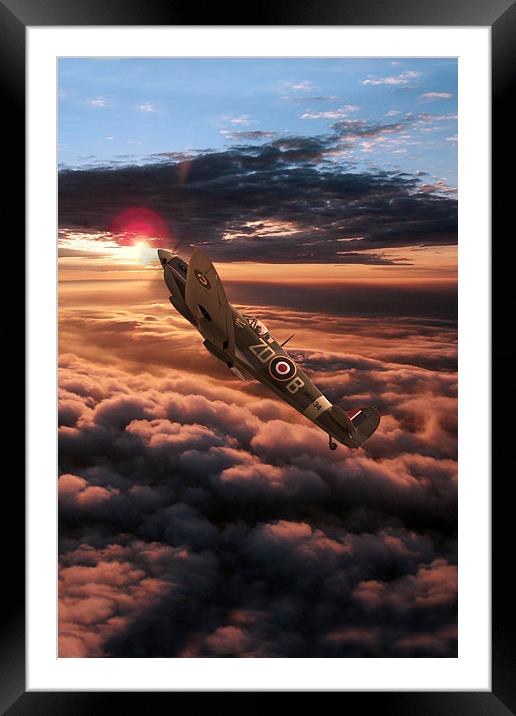 Spitfire Sundown  Framed Mounted Print by J Biggadike
