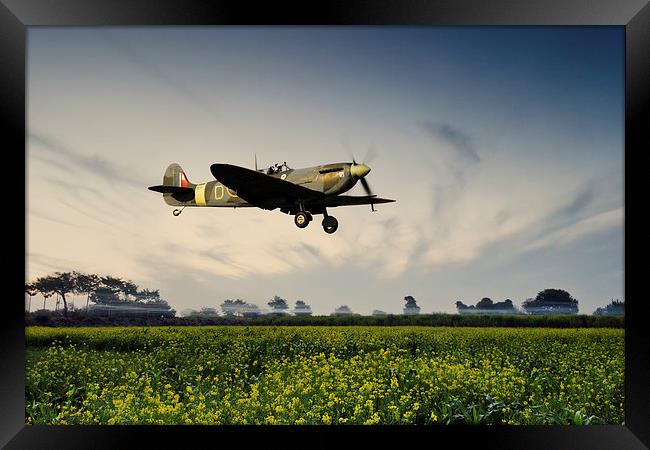 Spitfire on Approach  Framed Print by J Biggadike