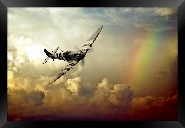 Supermarine Spitfire Passing Through The Storm  Framed Print by J Biggadike