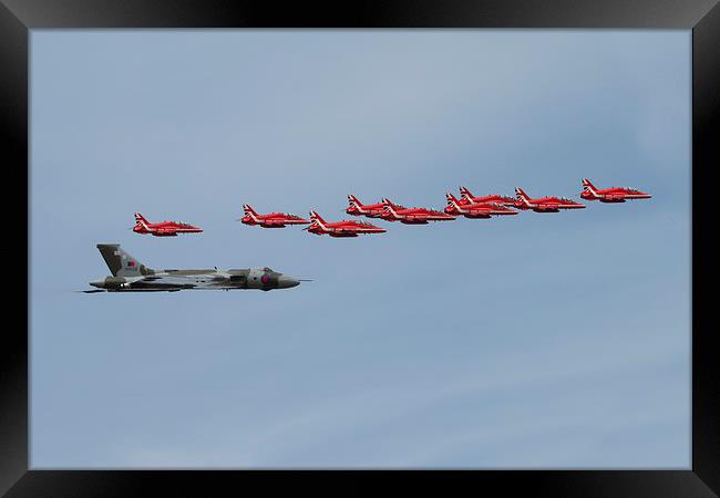 Red Arrows and XH558 Framed Print by J Biggadike
