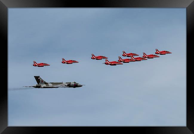 Red Arrows Lead XH558 Framed Print by J Biggadike