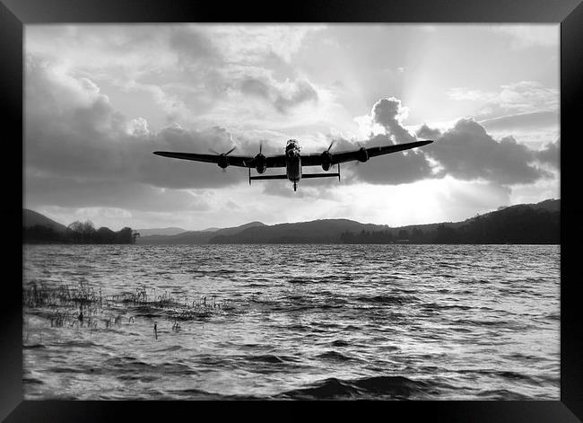 Lancaster and the Lake - Mono Framed Print by J Biggadike