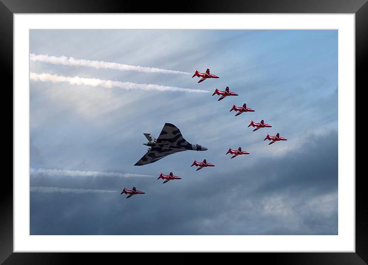 Red Arrows Vulcan XH558 Framed Mounted Print by J Biggadike