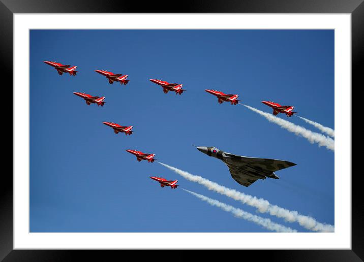 Vulcan And Red Arrows Framed Mounted Print by J Biggadike