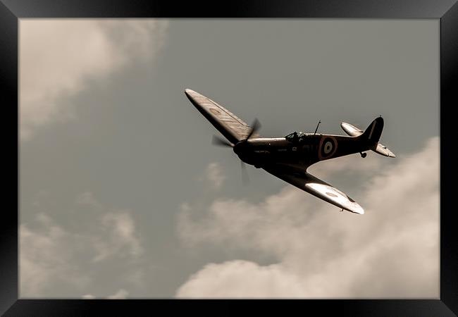 Spitfire Silhouette Framed Print by J Biggadike