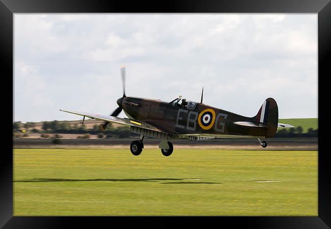 Spitfire P7350 Grass Landing Framed Print by J Biggadike