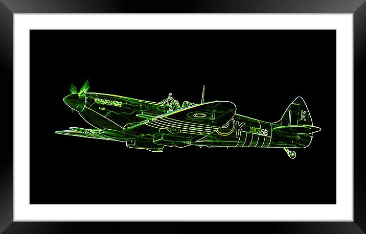 Neon Spitfire Framed Mounted Print by J Biggadike