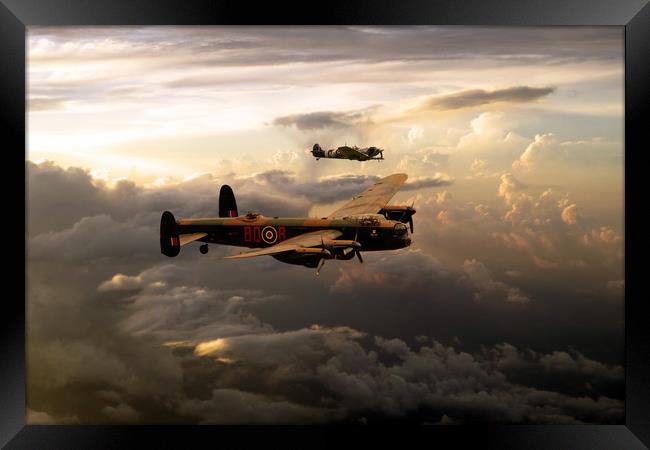 RAF Lancaster and Spitfire Framed Print by J Biggadike