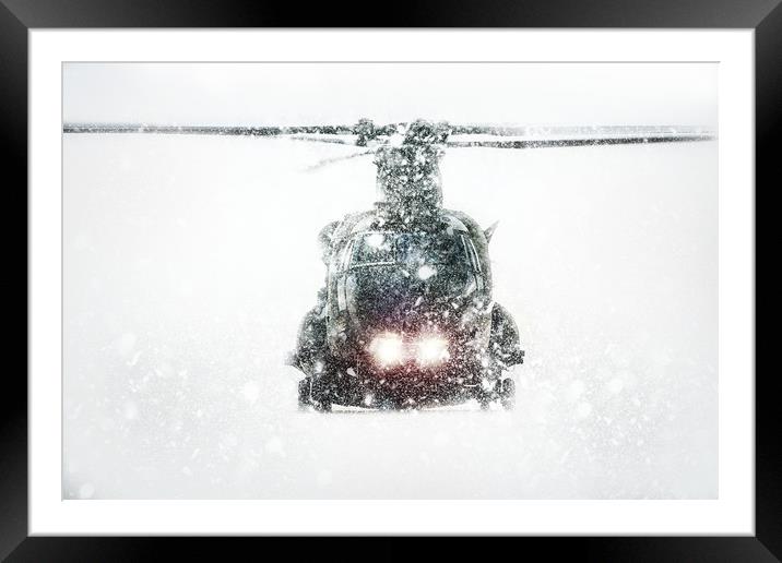 Chinook Snow Storm Framed Mounted Print by J Biggadike