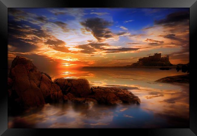 Bamburgh Sunset Framed Print by J Biggadike