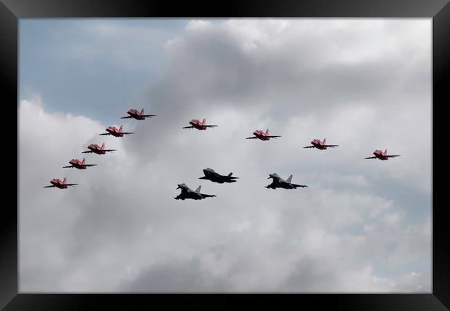 Red Arrows F35 and Typhoons Framed Print by J Biggadike