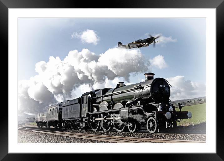 Spitfire and Nunney castle Framed Mounted Print by J Biggadike