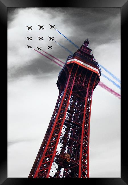 Red Arrows Blackpool Tower Framed Print by J Biggadike