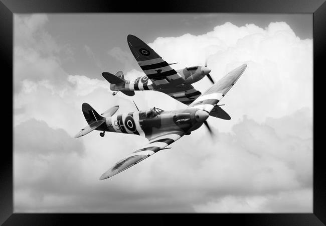 Spitfires - Mono Framed Print by J Biggadike