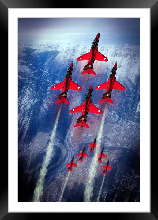 The Great Red Arrows Framed Mounted Print by J Biggadike
