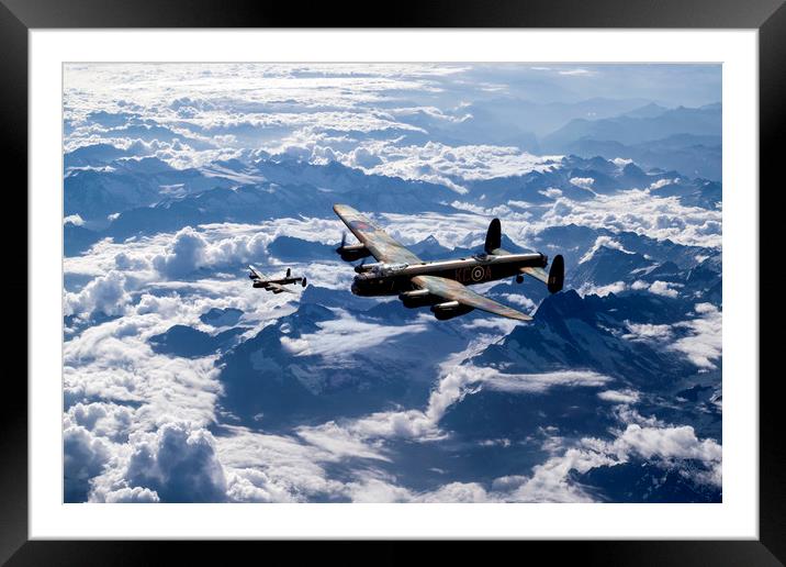 Lancasters Over Europe Framed Mounted Print by J Biggadike