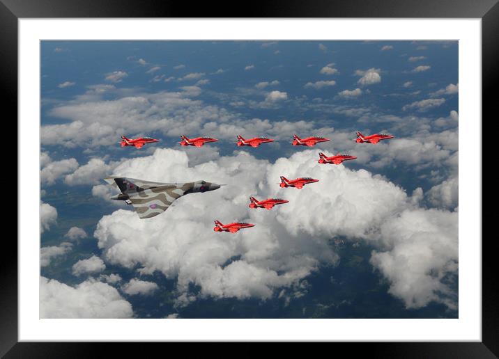 Vulcan with Red Arrows Framed Mounted Print by J Biggadike