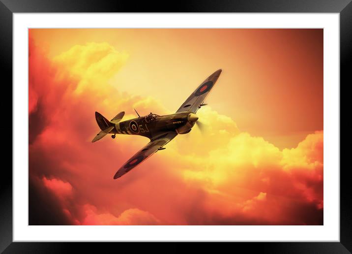 Spitfire Framed Mounted Print by J Biggadike