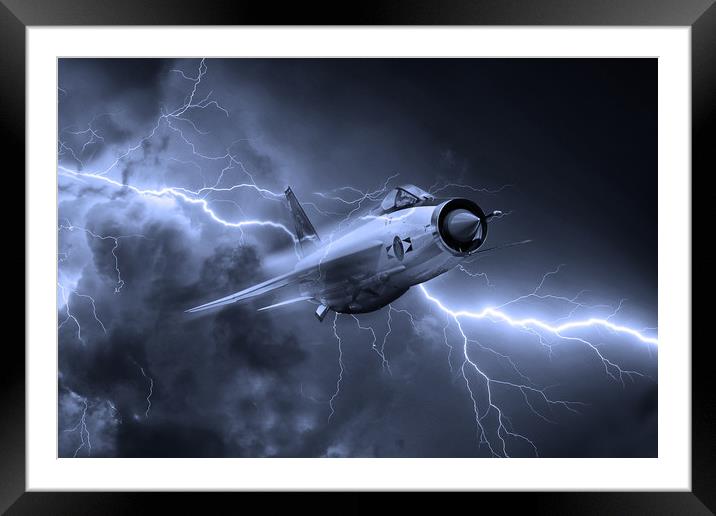 Lightning Power - Mono Framed Mounted Print by J Biggadike