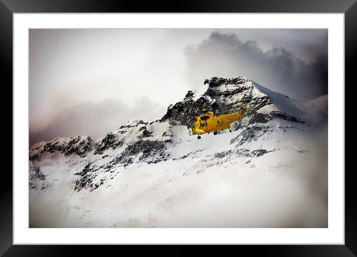 Sea King Mountain Rescue Framed Mounted Print by J Biggadike