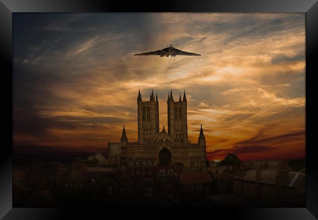 Vulcan And Lincoln Cathedral Framed Print by J Biggadike